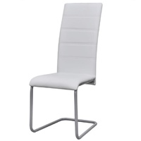 Cantilever Dining Chairs 6 pcs White Faux Leather