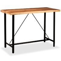 Bar Set 7 Pieces Solid Wood Acacia and Genuine Leather