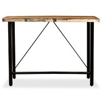 Bar Set 7 Pieces Solid Wood Reclaimed and Genuine Leather