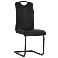 Cantilever Dining Chairs 6 pcs Black Faux Leather