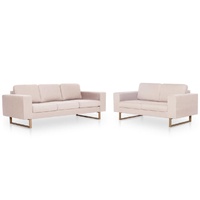 2 Piece Sofa Set Fabric Cream