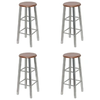 Bar Stools 4 pcs Silver and Brown MDF