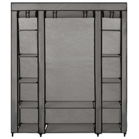 Wardrobe with Compartments and Rods Grey 150x45x176 cm Fabric