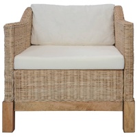 Armchair with Cushions Natural Rattan