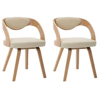 Dining Chairs 2 pcs Cream Bent Wood and Faux Leather