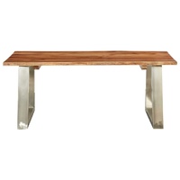 Coffee Table 100x60x40 cm Solid Acacia Wood and Stainless Steel