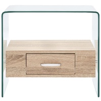 Coffee Table with Drawer 50x50x45 cm Tempered Glass
