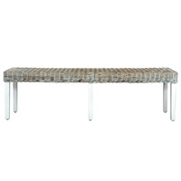 Bench 160 cm White Natural Kubu Rattan and Solid Mango Wood