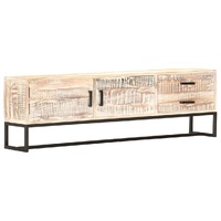 TV Cabinet White 140x30x45 cm Solid Acacia Wood