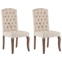 Dining Chairs 2 pcs Beige Linen-Look Fabric