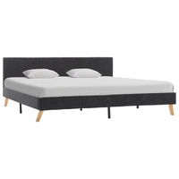Bed Frame without Mattress Grey Fabric 183x203 cm King