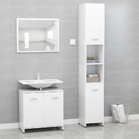 3 Piece Bathroom Furniture Set White Engineered Wood