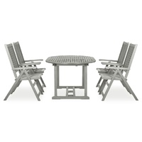 5 Piece Garden Dining Set Solid Wood Acacia Grey