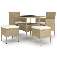 5 Piece Garden Dining Set Poly Rattan Beige (310551+310612)