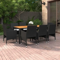 9 Piece Garden Dining Set Poly Rattan Black