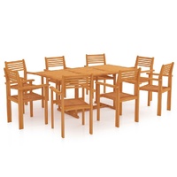9 Piece Garden Dining Set Solid Teak Wood