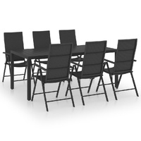 7 Piece Garden Dining Set Black