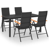5 Piece Garden Dining Set Black and Brown