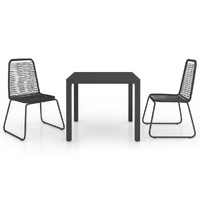 3 Piece Garden Dining Set PVC Rattan Black