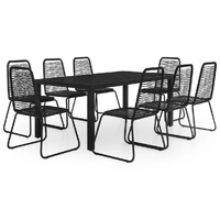 9 Piece Garden Dining Set PVC Rattan Black