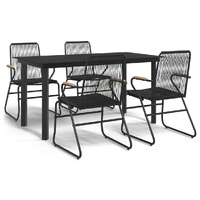 5 Piece Garden Dining Set Black PVC Rattan