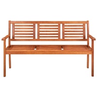 3-Seater Garden Bench with Cushion 150 cm Solid Eucalyptus Wood