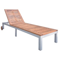 Sun Lounger with Cushion Solid Acacia Wood and Galvanised Steel