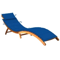 Garden Sun Lounger with Cushion Solid Acacia Wood
