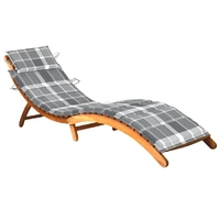 Garden Sun Lounger with Cushion Solid Acacia Wood