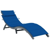 Sun Lounger with Cushion Grey Solid Acacia Wood