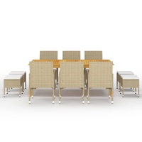 11 Piece Garden Dining Set Beige