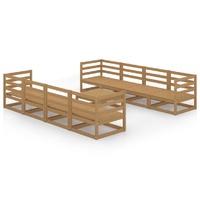 9 Piece Garden Lounge Set Honey Brown Solid Pinewood