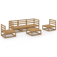 6 Piece Garden Lounge Set Honey Brown Solid Pinewood