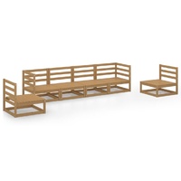 6 Piece Garden Lounge Set Honey Brown Solid Pinewood