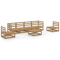 7 Piece Garden Lounge Set Honey Brown Solid Pinewood