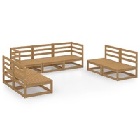 7 Piece Garden Lounge Set Honey Brown Solid Pinewood