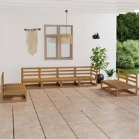 8 Piece Garden Lounge Set Honey Brown Solid Pinewood