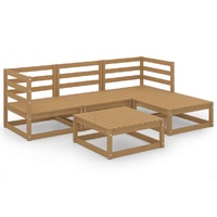 5 Piece Garden Lounge Set Honey Brown Solid Pinewood