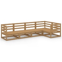 5 Piece Garden Lounge Set Honey Brown Solid Pinewood