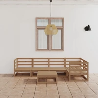 6 Piece Garden Lounge Set Honey Brown Solid Pinewood