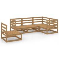 5 Piece Garden Lounge Set Honey Brown Solid Pinewood