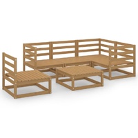 6 Piece Garden Lounge Set Honey Brown Solid Pinewood