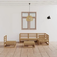 6 Piece Garden Lounge Set Honey Brown Solid Pinewood