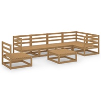 7 Piece Garden Lounge Set Honey Brown Solid Pinewood