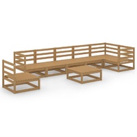 8 Piece Garden Lounge Set Honey Brown Solid Pinewood