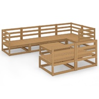 8 Piece Garden Lounge Set Honey Brown Solid Pinewood