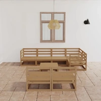 8 Piece Garden Lounge Set Honey Brown Solid Pinewood