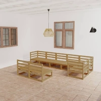 8 Piece Garden Lounge Set Honey Brown Solid Pinewood