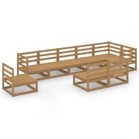 9 Piece Garden Lounge Set Honey Brown Solid Pinewood