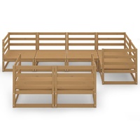 7 Piece Garden Lounge Set Honey Brown Solid Pinewood